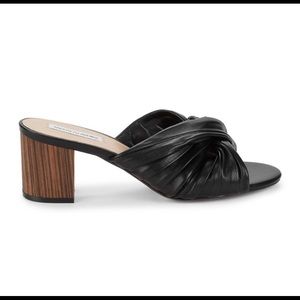 Black Leather Slide Sandals